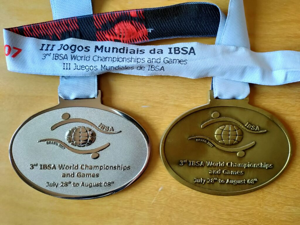 The specially shaped medals of the 2007 IBSA World Games